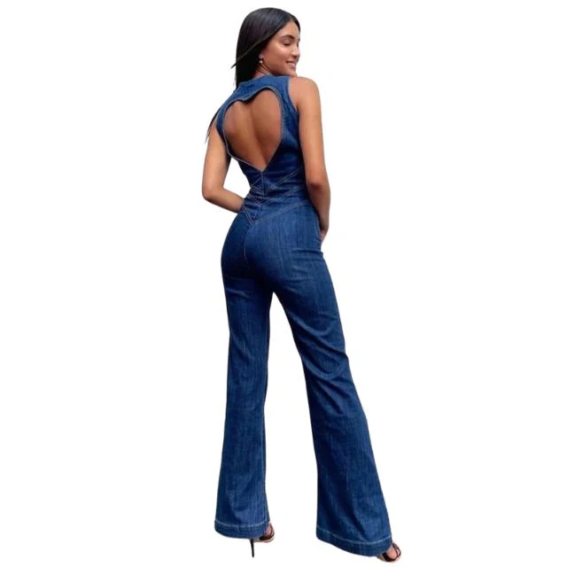 Alicia® | Retro Denim Jumpsuit With Zip - Image 2