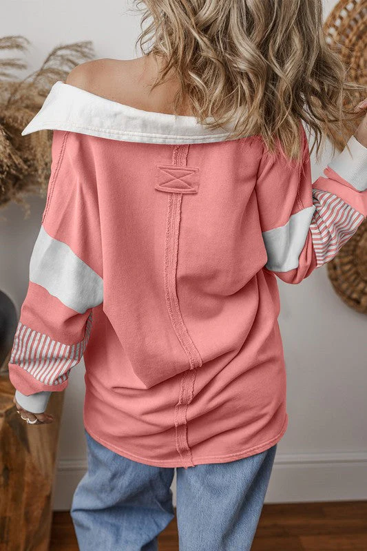 Alina | Striped colorblock sweatshirt with patchwork collar - Image 11