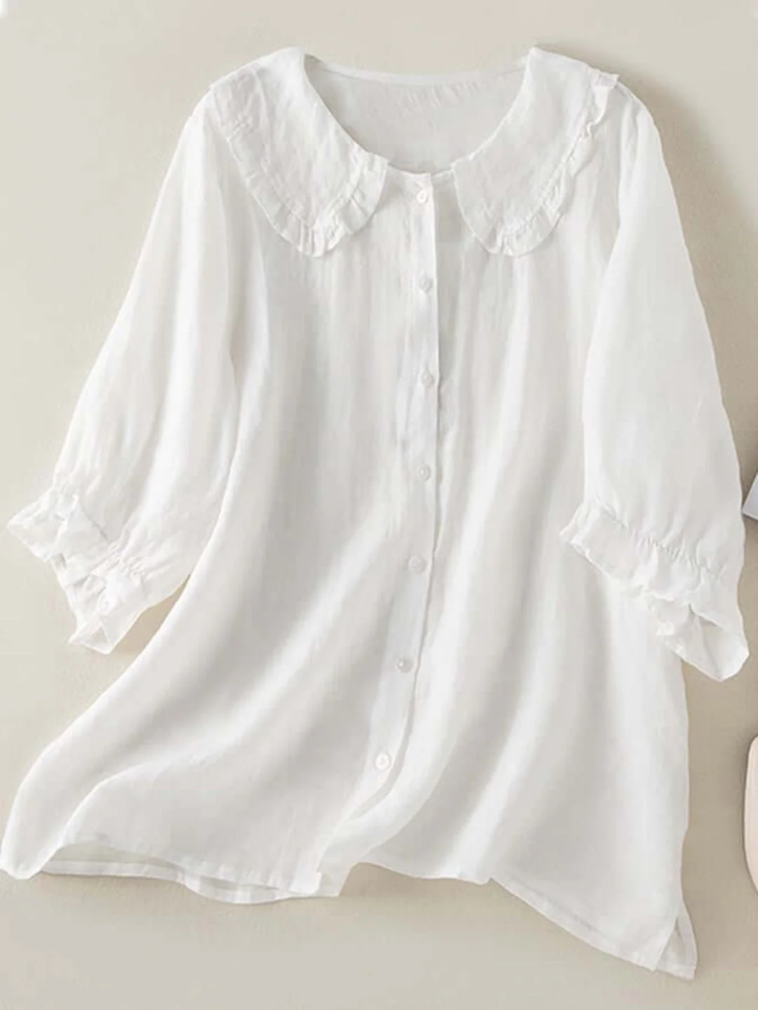 Alina® | Women'S Button Down Ruffle Neck Shirt - Image 2