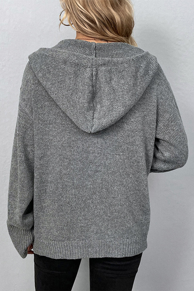 Alma | Casual tops with plain buttons and hooded collar - Image 4
