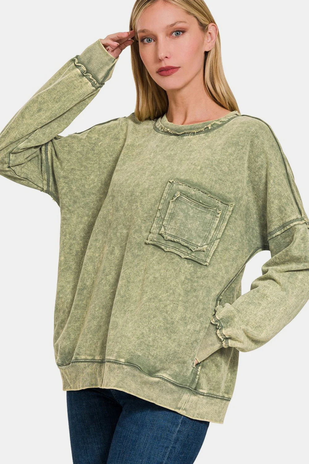 Alma | Sweatshirt with an exposed seam and a crew neck and dropped shoulders - Image 2