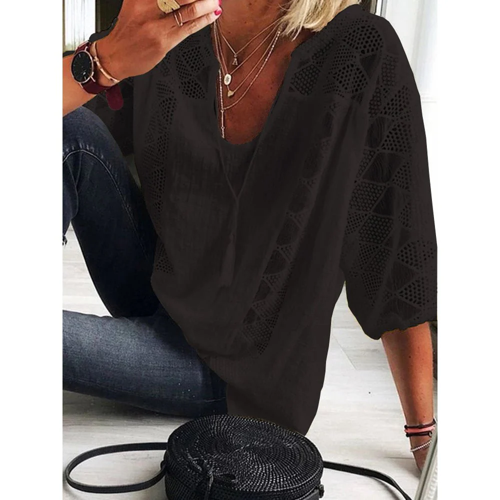 Alodia® | Boho Crochet Detail Blouse - Image 2