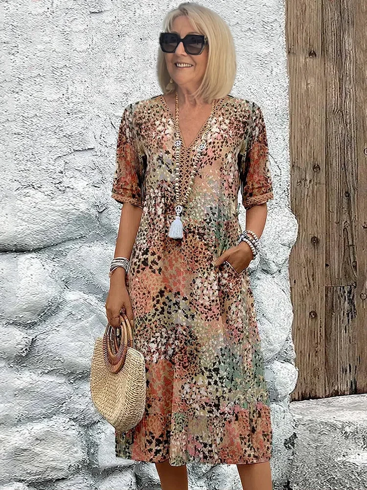 Amada® | Vibrant midi length dress - Image 3