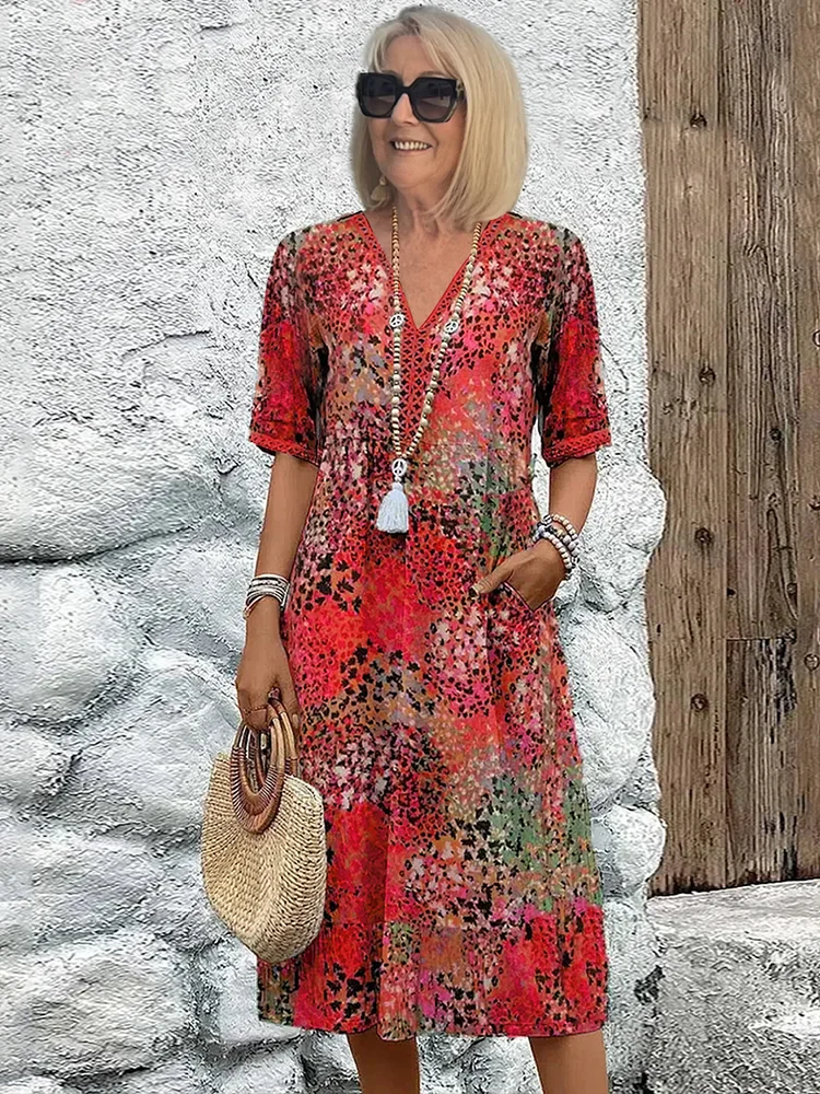 Amada® | Vibrant midi length dress - Image 4