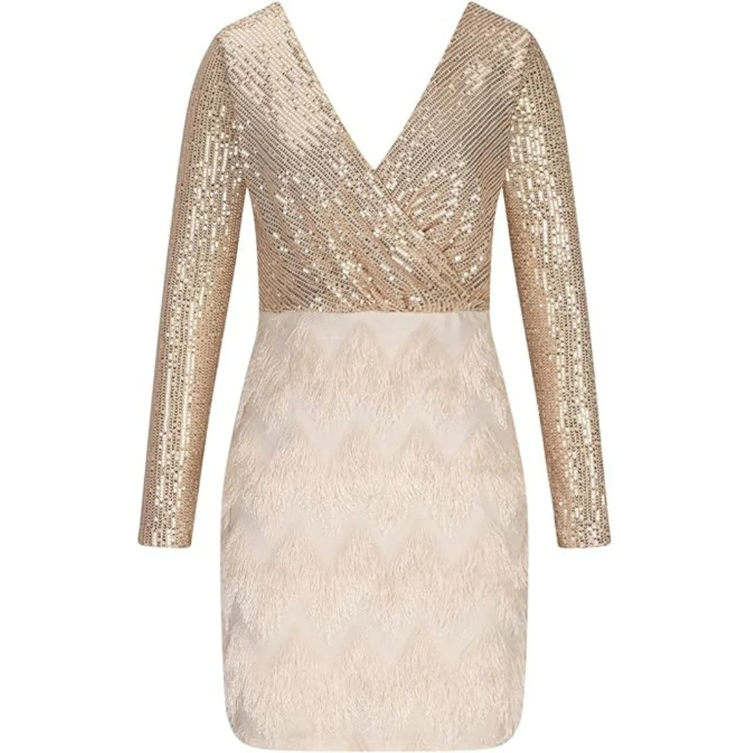 Amalberga® | Heidi-Mode Sequin Dress With V-Neck - Image 4