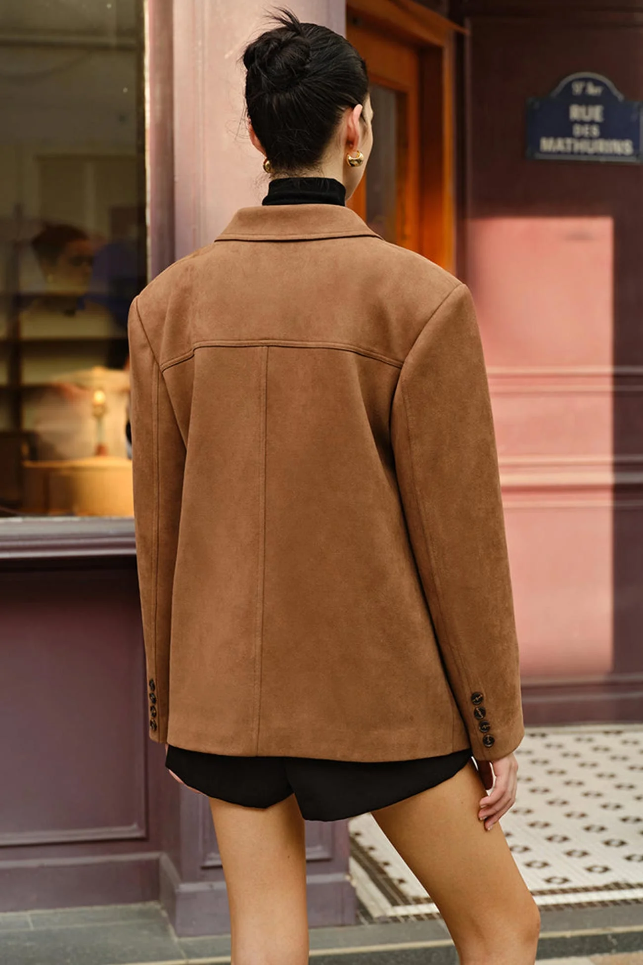 Amalia | Khaki suede button down blazer - Image 4