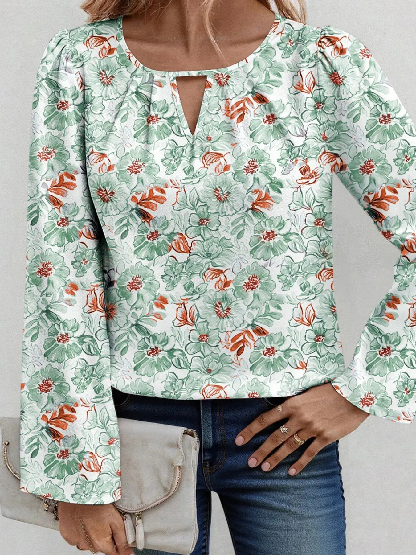 Amara® | Chic Floral Print Long-Sleeved Blouse - Image 3