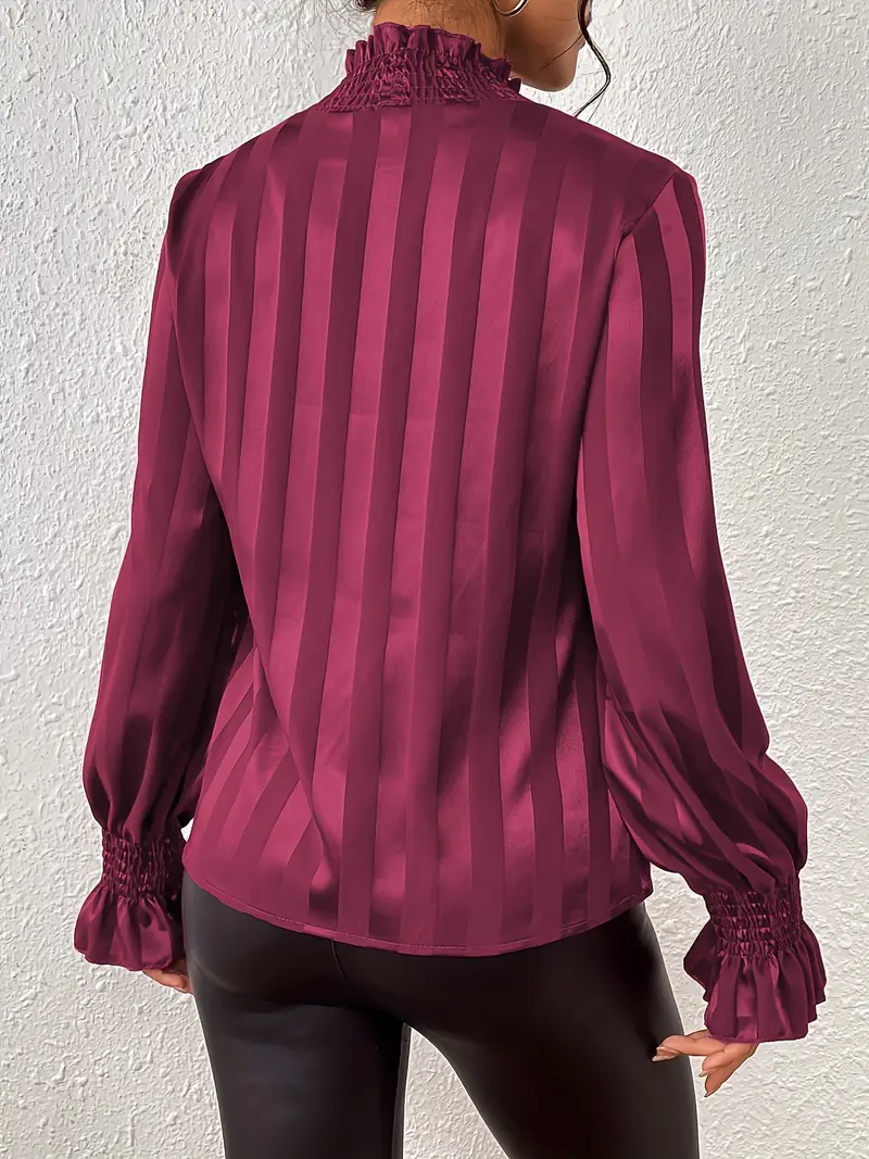 Amara® | Elegant Striped Satin Blouse - Image 2