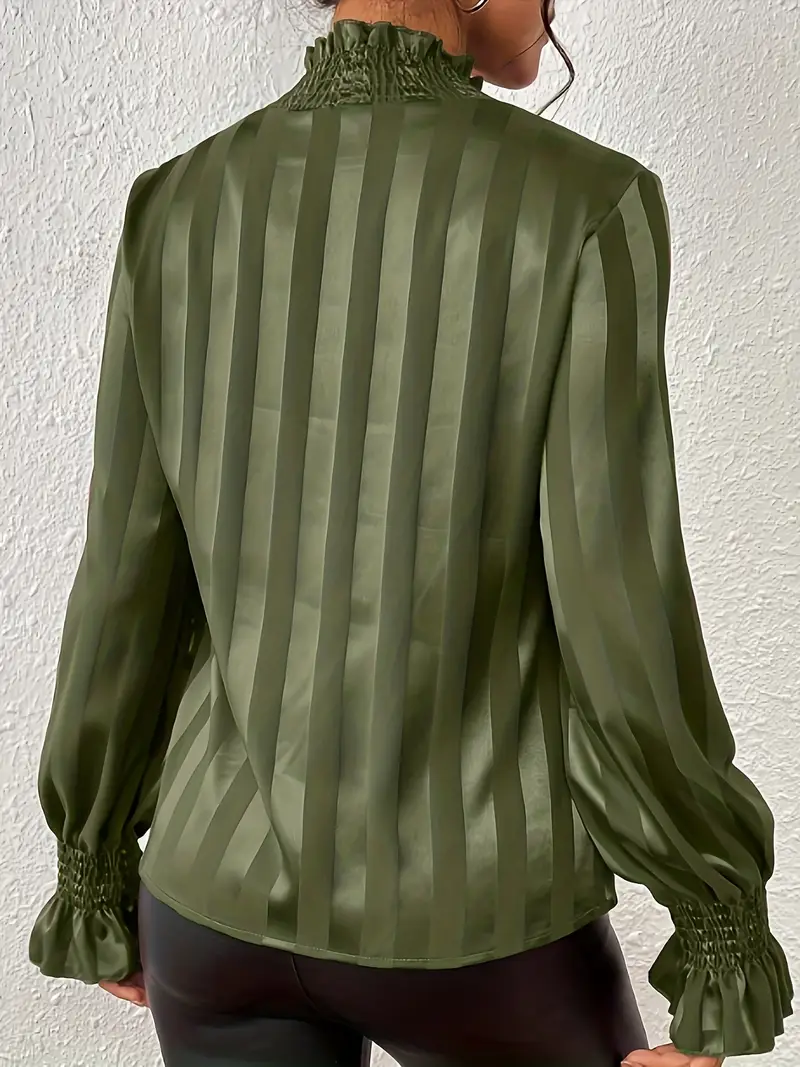 Amara® | Elegant Striped Satin Blouse - Image 8