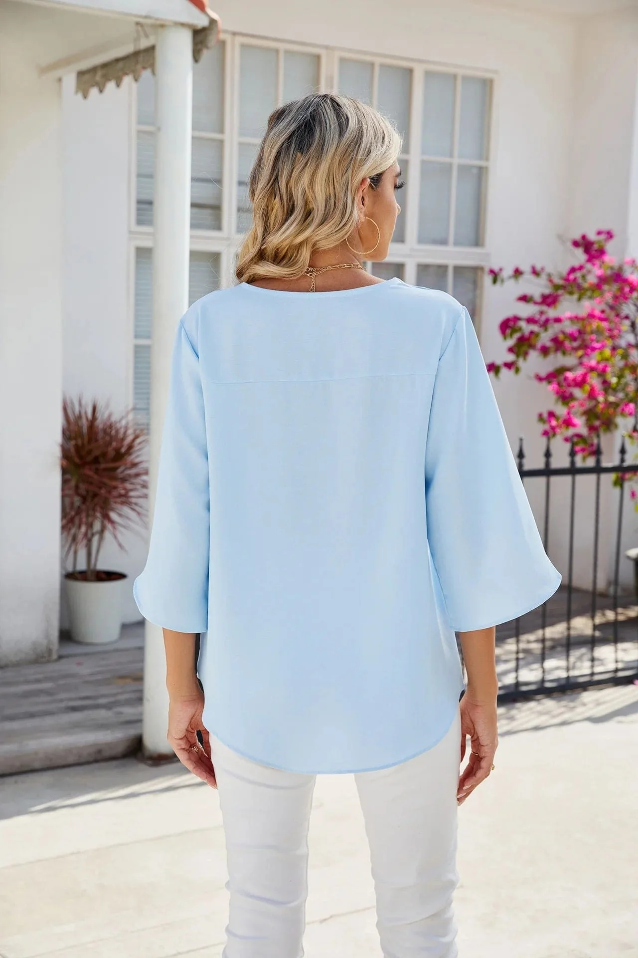 Amatista® | Women'S Blouse With Tulip Sleeves V-Neck - Image 3