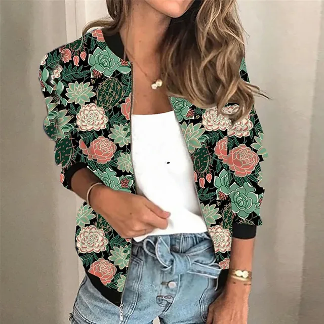 Amber® | Printed Zip-Up Jacket