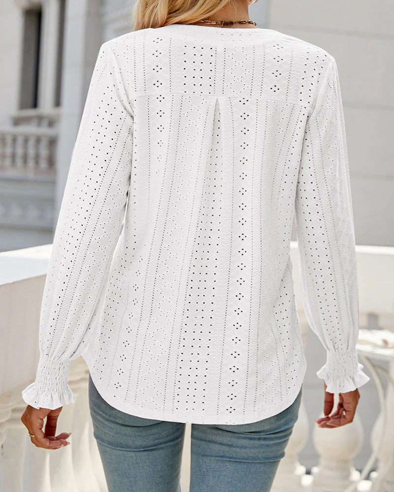 Amelia® | Textured Hollow Lace Blouse - Image 3