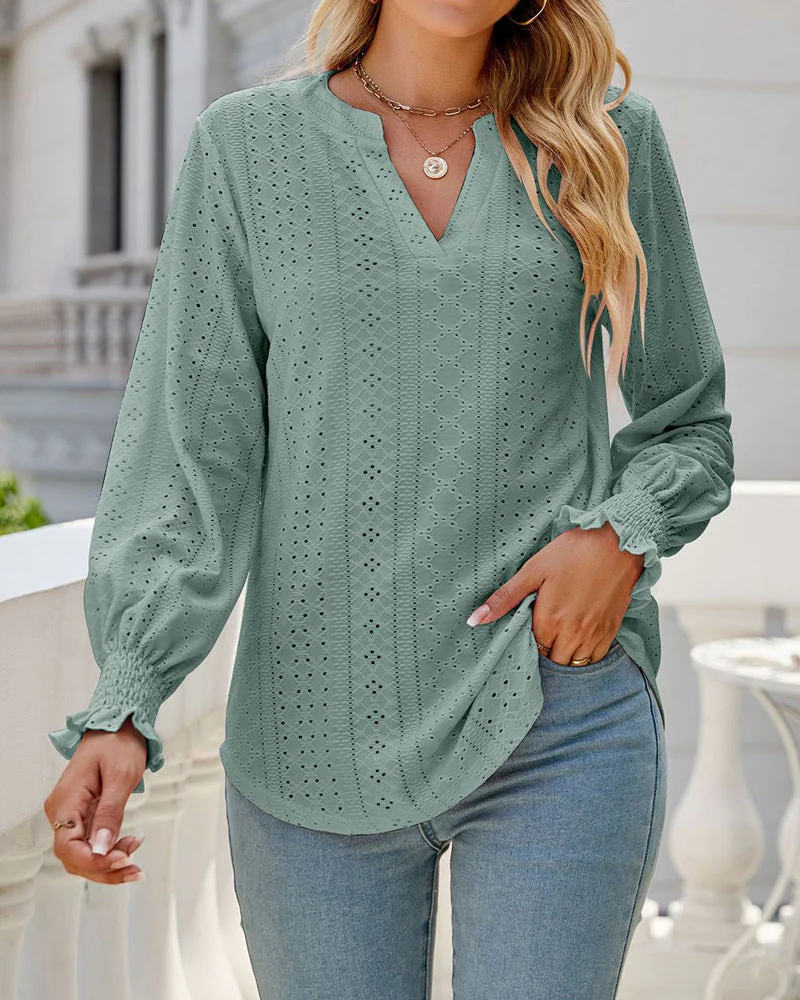 Amelia® | Textured Hollow Lace Blouse - Image 4