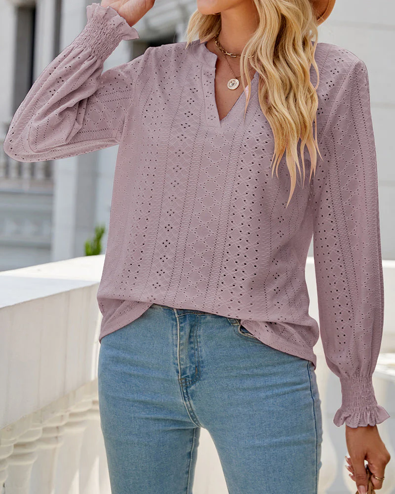 Amelia® | Textured Hollow Lace Blouse - Image 7
