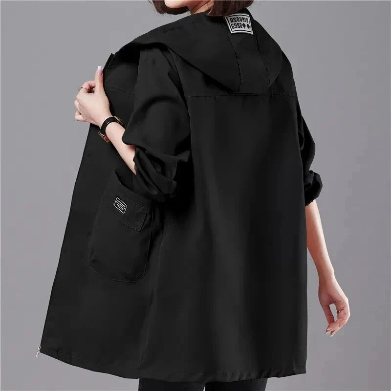 Amelie | Long spring jacket with hood - Image 3