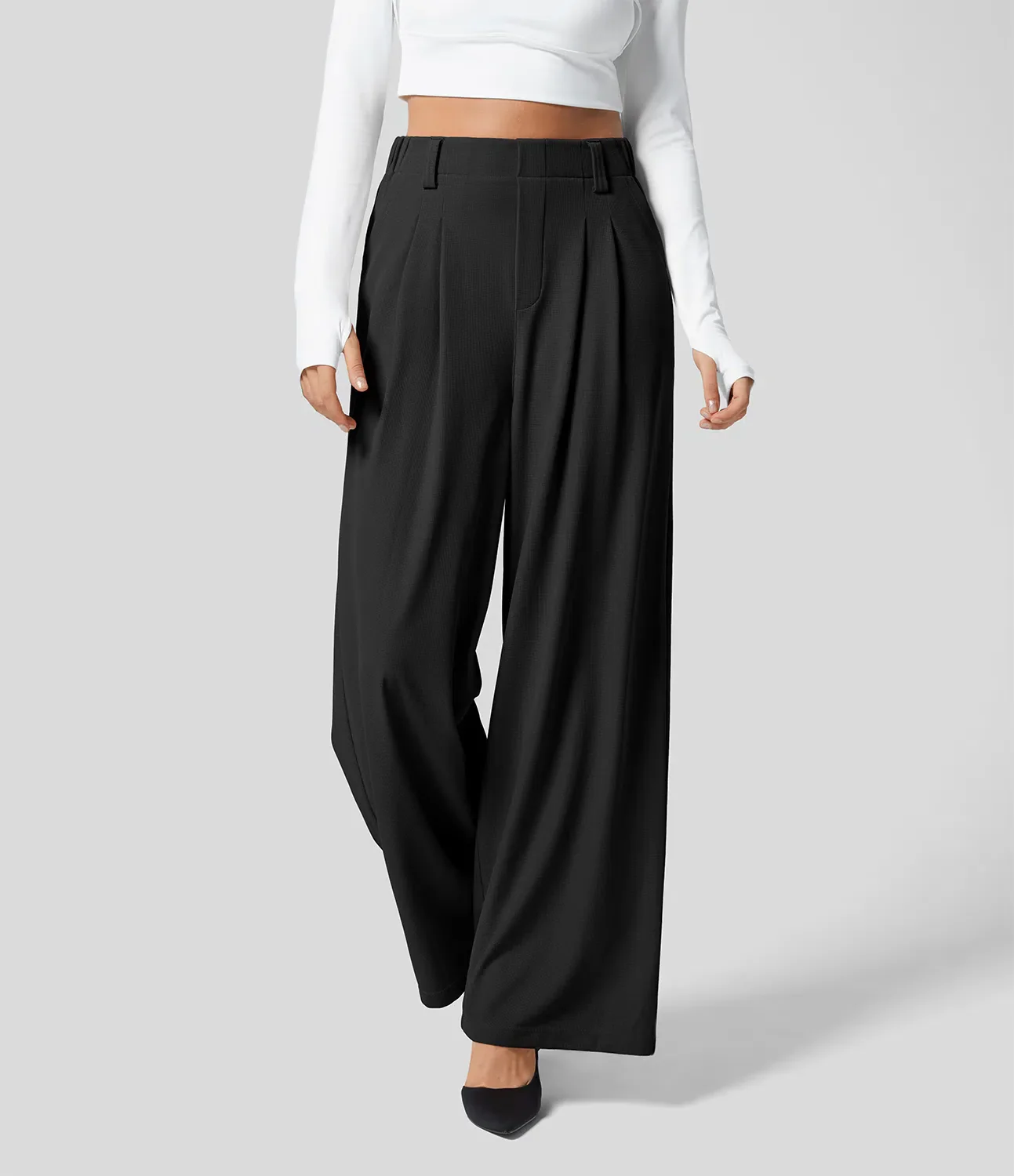 Ana® | Waffle Fabric Wide Leg Trousers - Image 2
