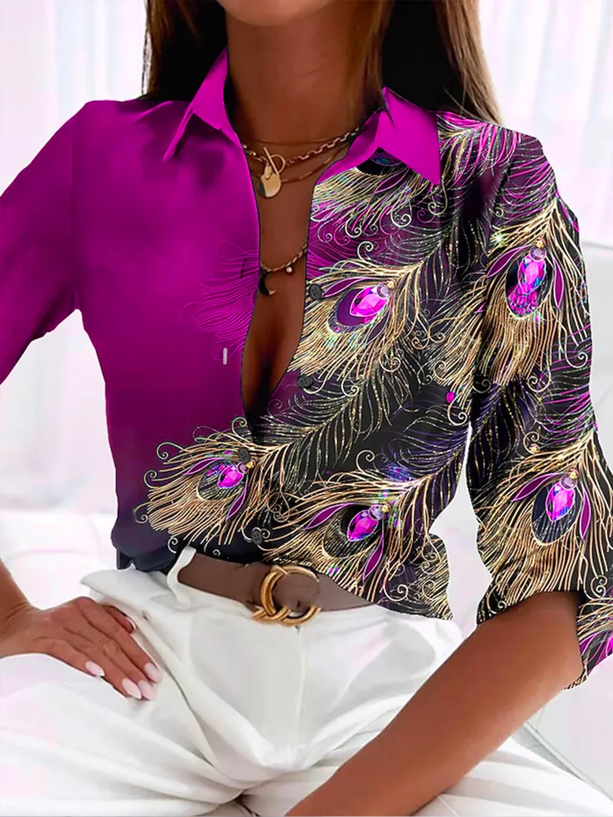 Ana® | Women's feather print blouse - Image 4