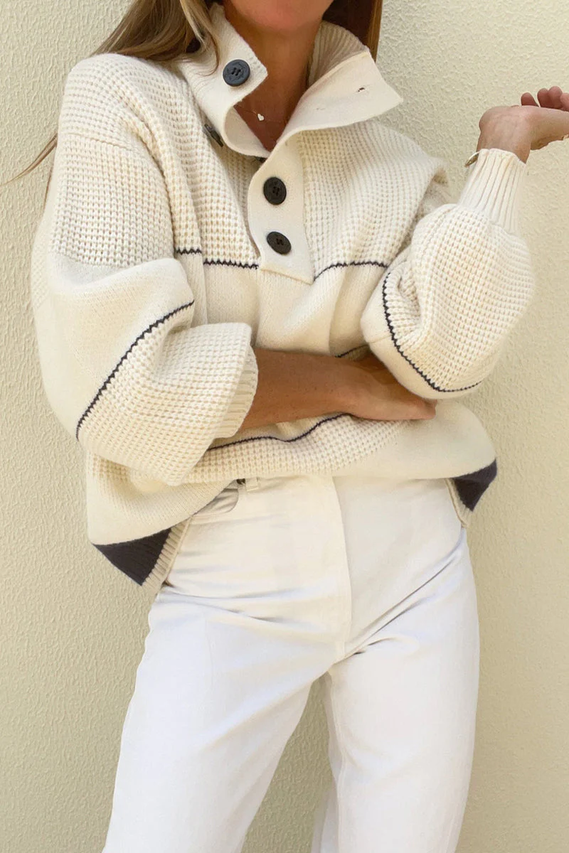 Ana Maria | Casual striped contrast turtleneck tops in patchwork style - Image 2
