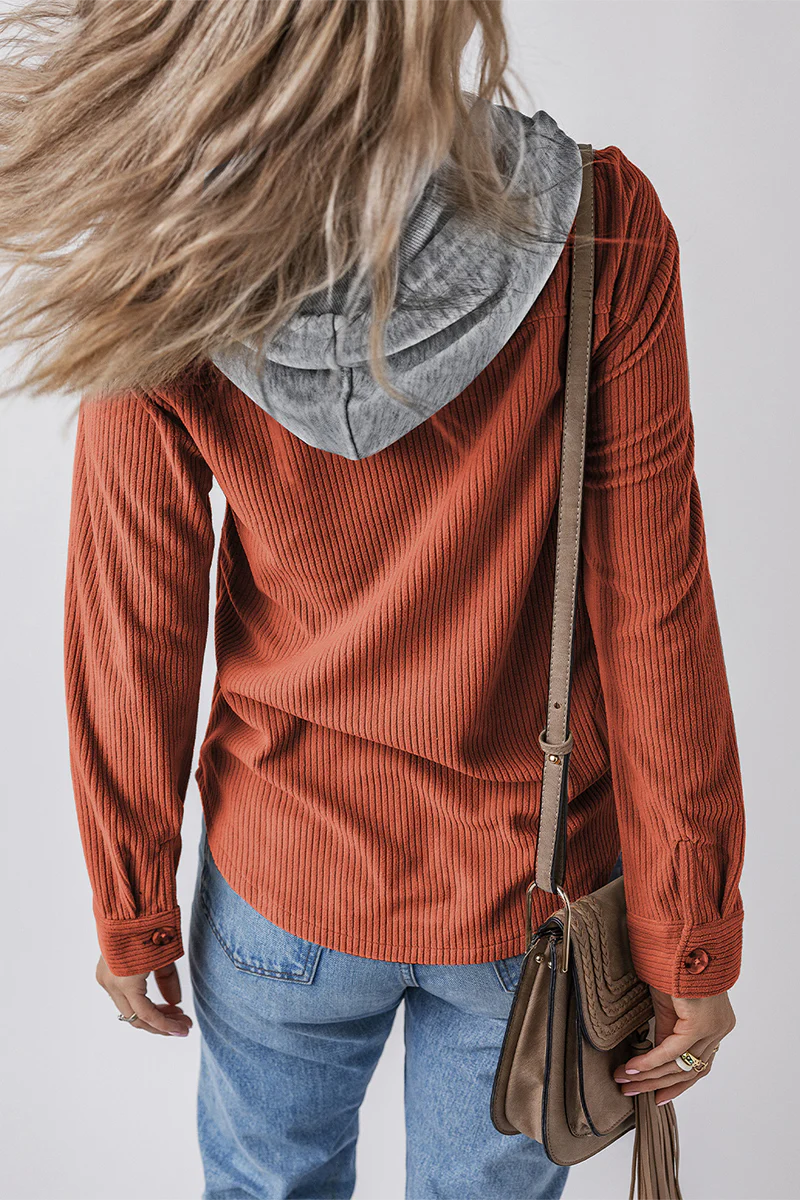 Ana Maria | Stylish contrast hooded jacket for women - Image 14