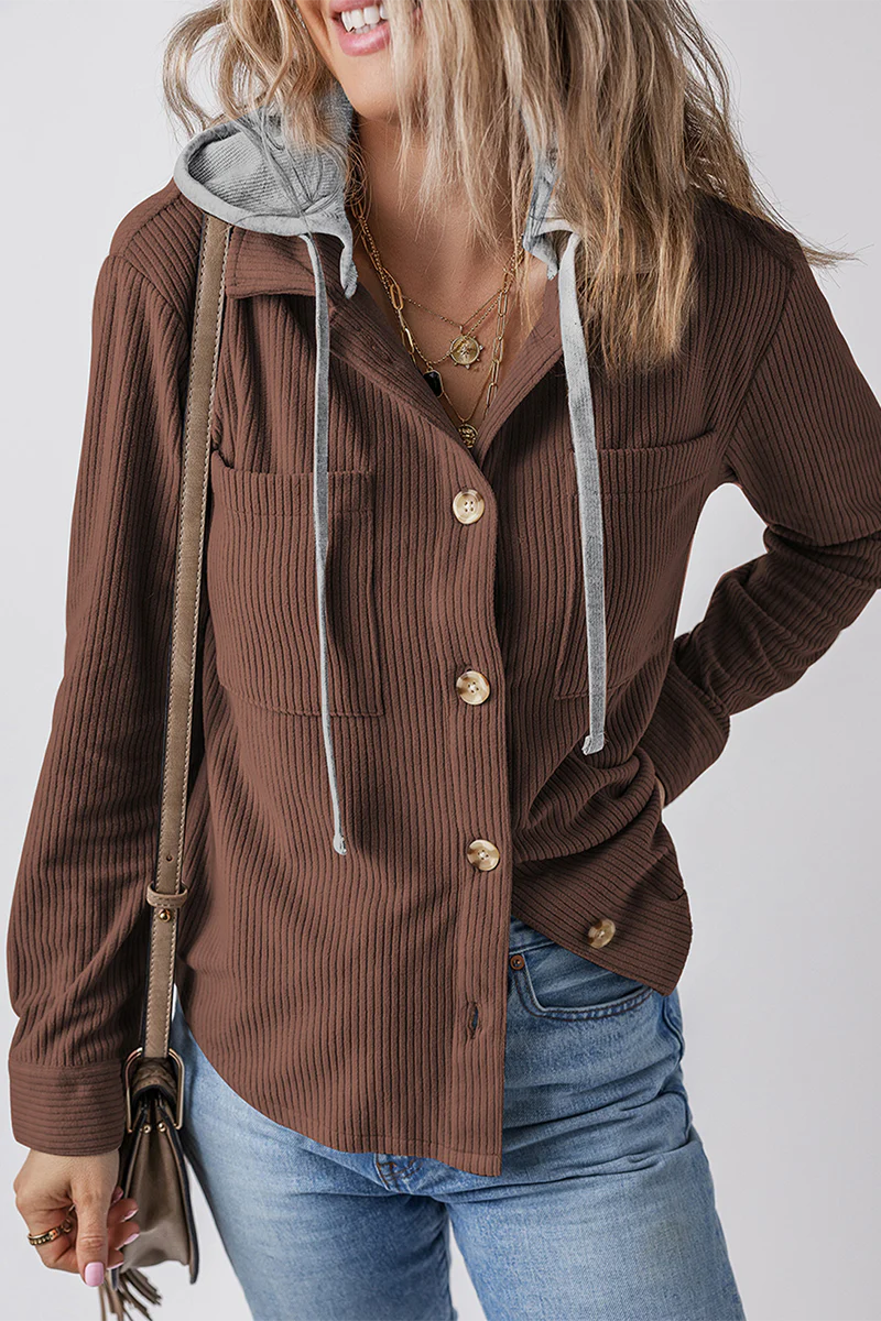 Ana Maria | Stylish contrast hooded jacket for women - Image 8