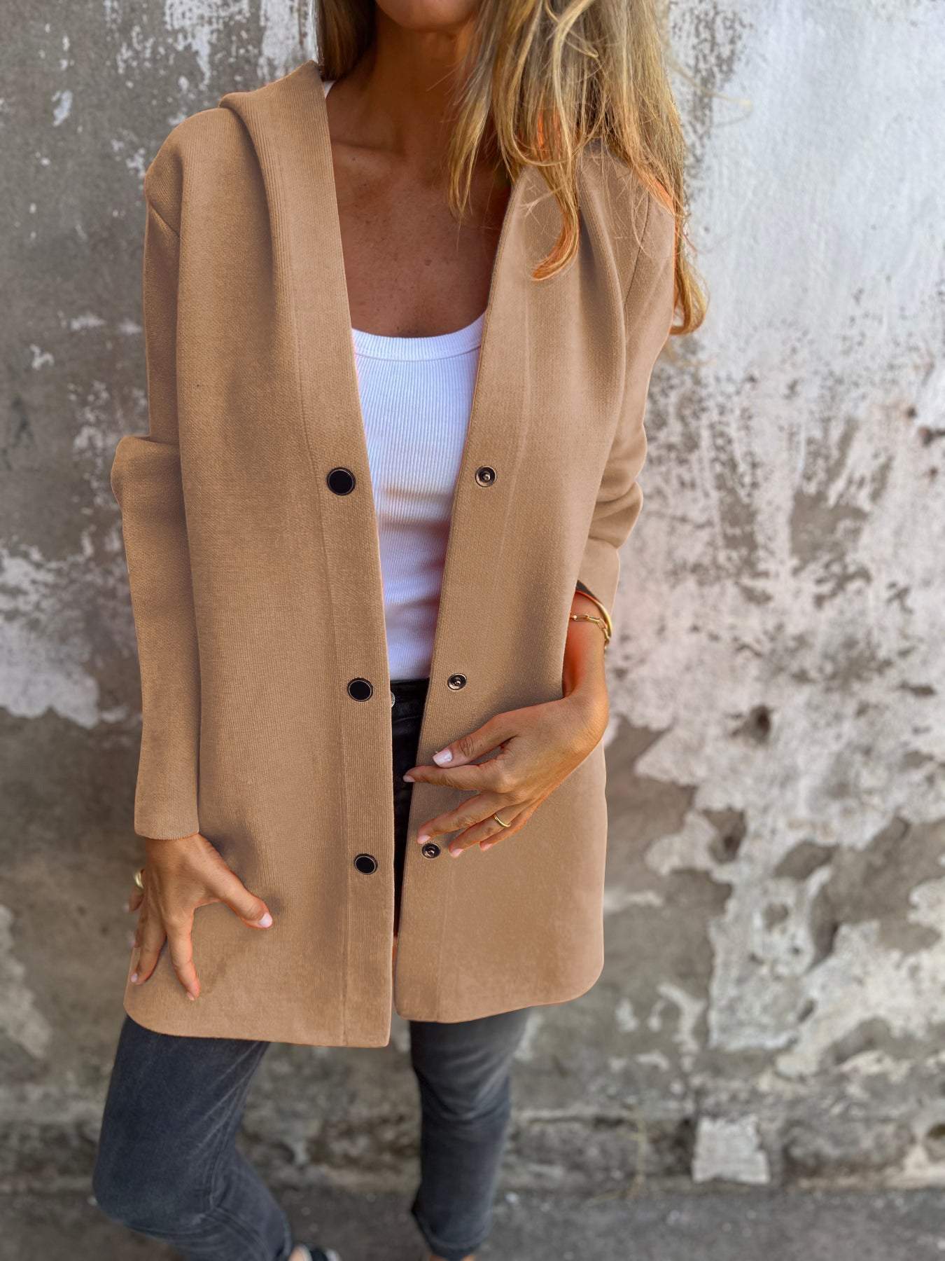 Anabel® | Cardigan with buttons and hood - Image 4