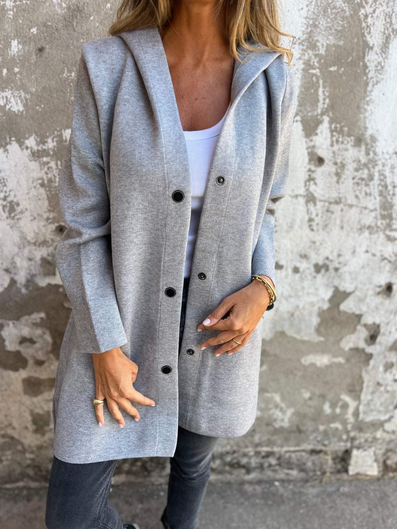 Anabel® | Cardigan with buttons and hood - Image 6