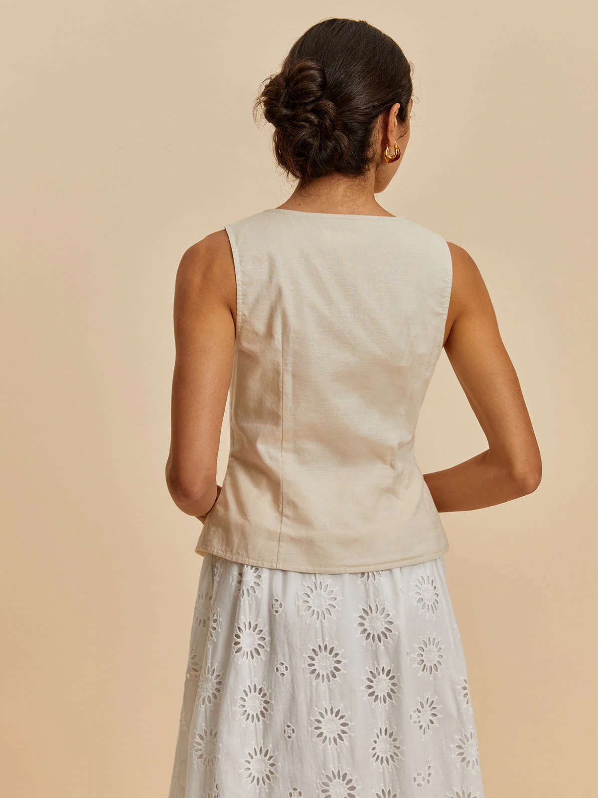 Anabella® | Casual Sleeveless Blouse Made Of Cotton And Linen - Image 4