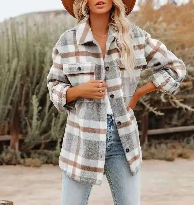 Analia® | Rustic checked women's overshirt - Image 7