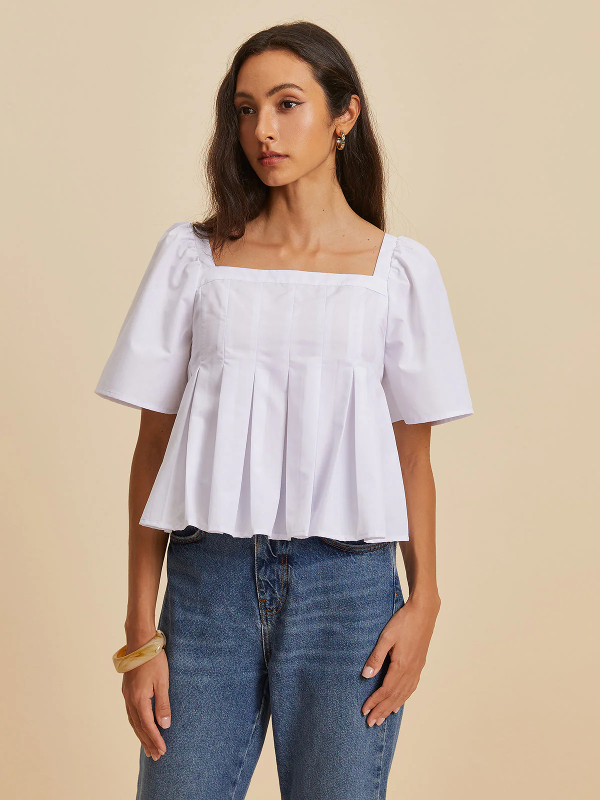 Ananda® | Pleated Blouse With A Round Neckline - Image 5