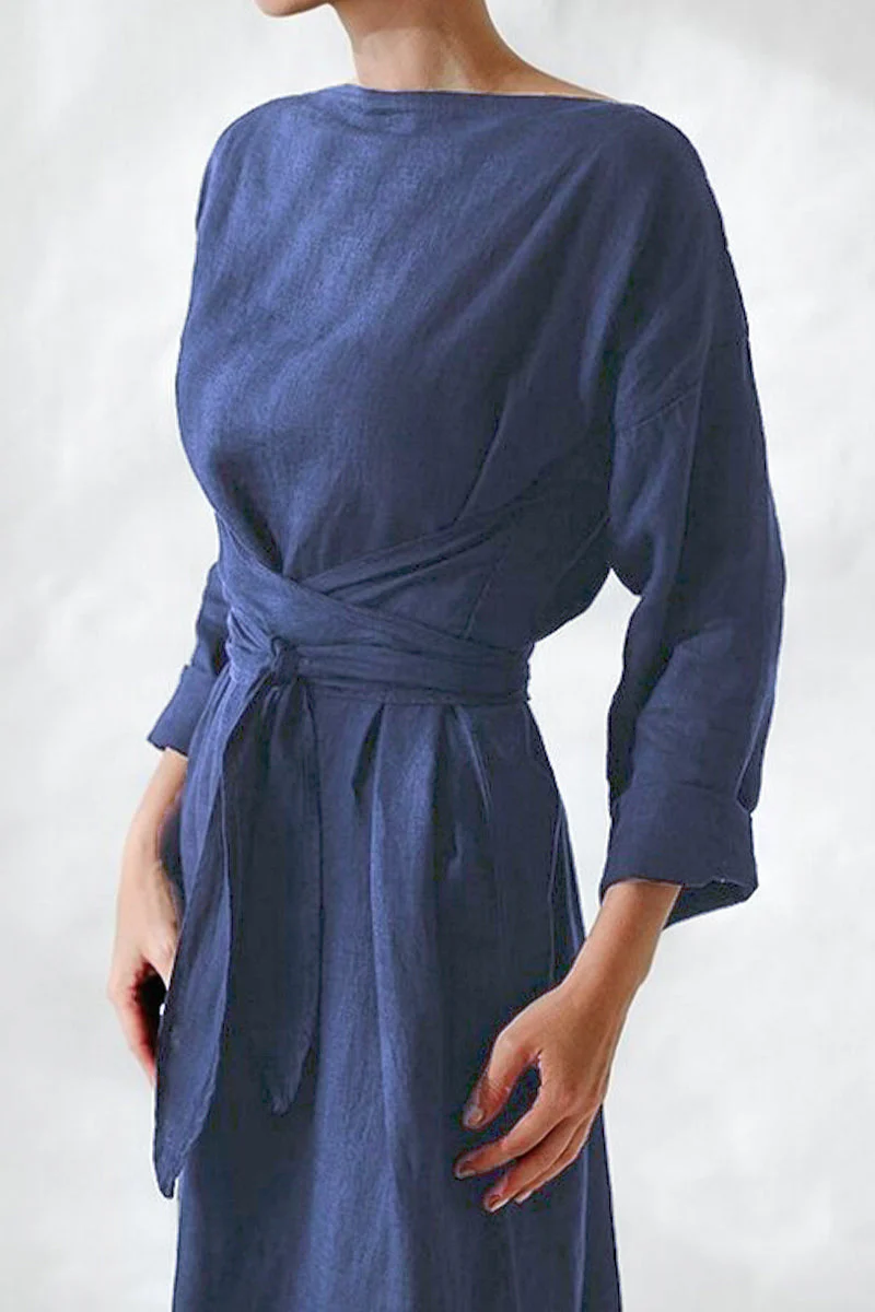 Anastasia | Casual dresses with fixed frenulum O-neck and one-tier skirt - Image 6