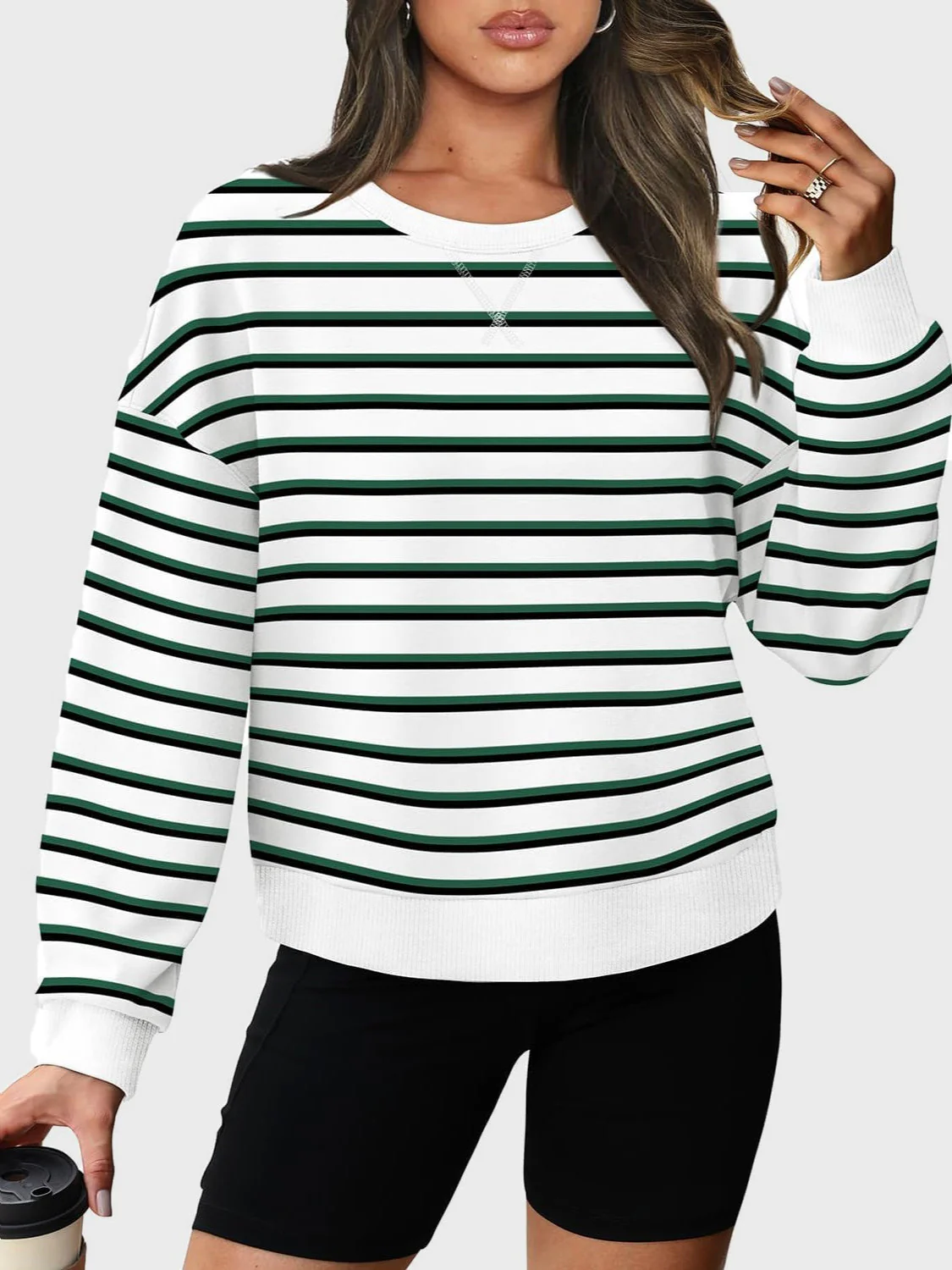Andrea | Lovelet striped long sleeve crew neck sweatshirt - Image 8