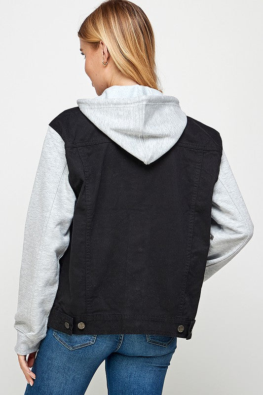 Aneta | Women's denim jacket with fleece hoodies - Image 11