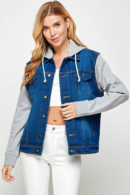Aneta | Women's denim jacket with fleece hoodies - Image 14