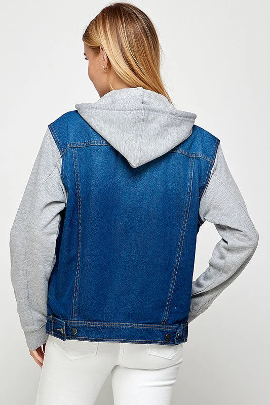 Aneta | Women's denim jacket with fleece hoodies - Image 17