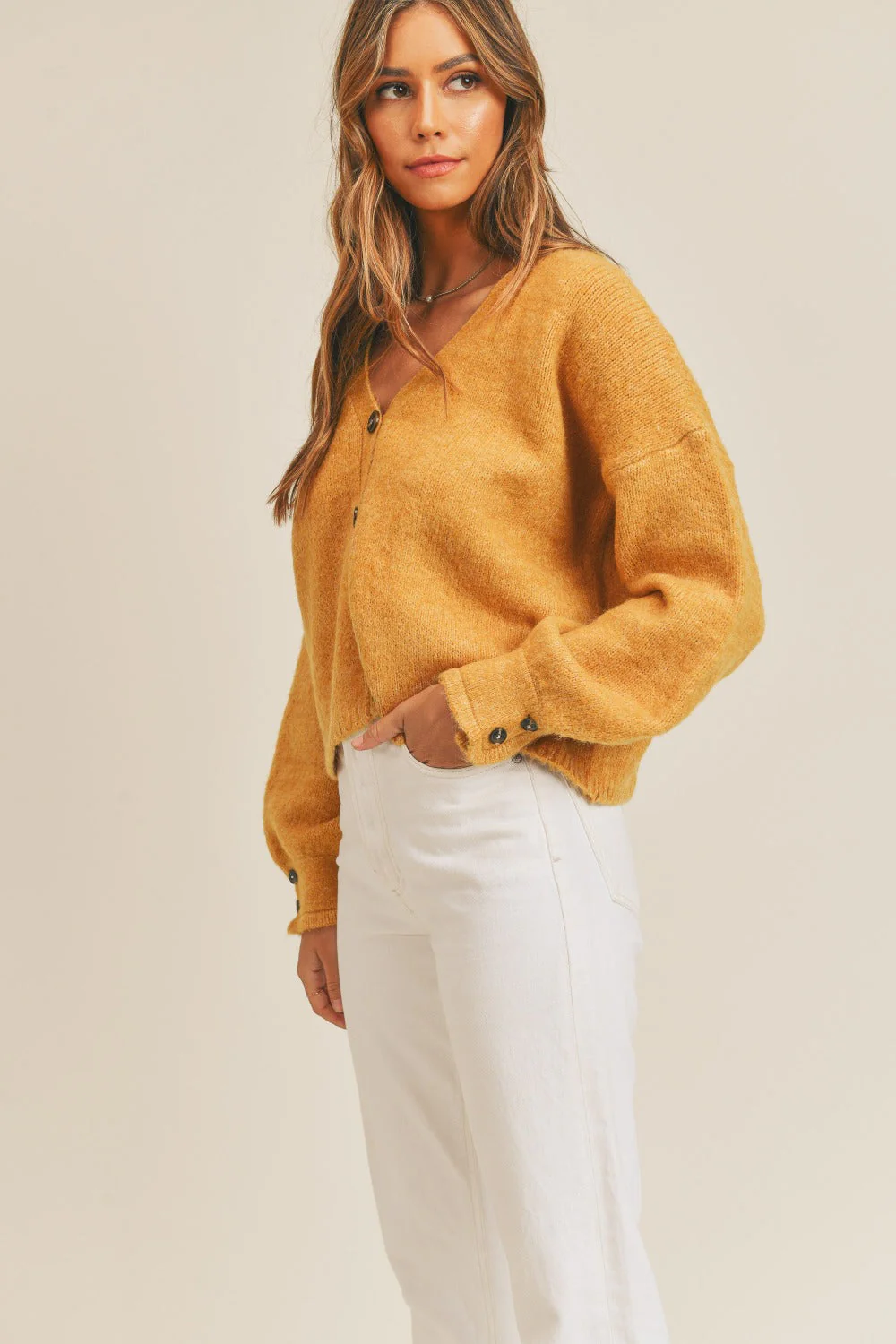 Angela | MABLE long-sleeved cardigan with button placket - Image 3