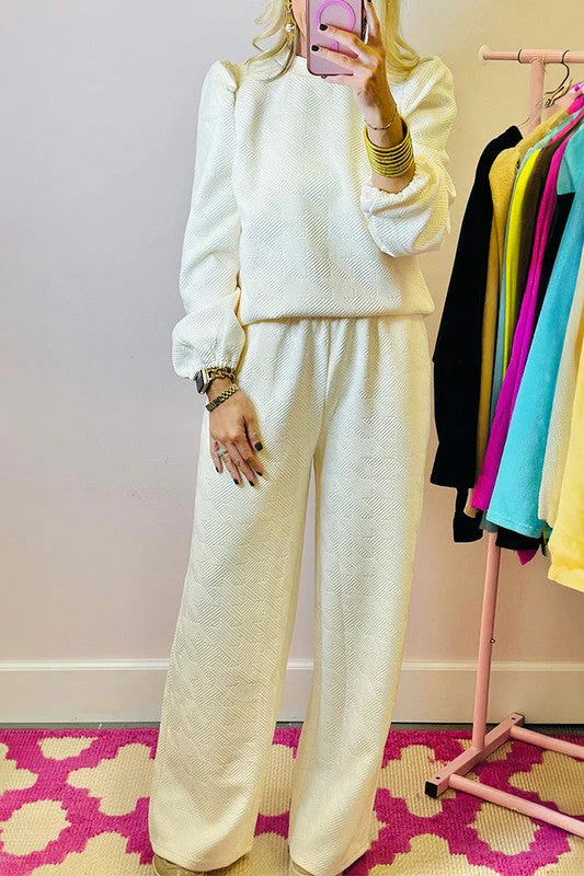 Angelica | Women's structured puff sleeve top and pants set - Image 5