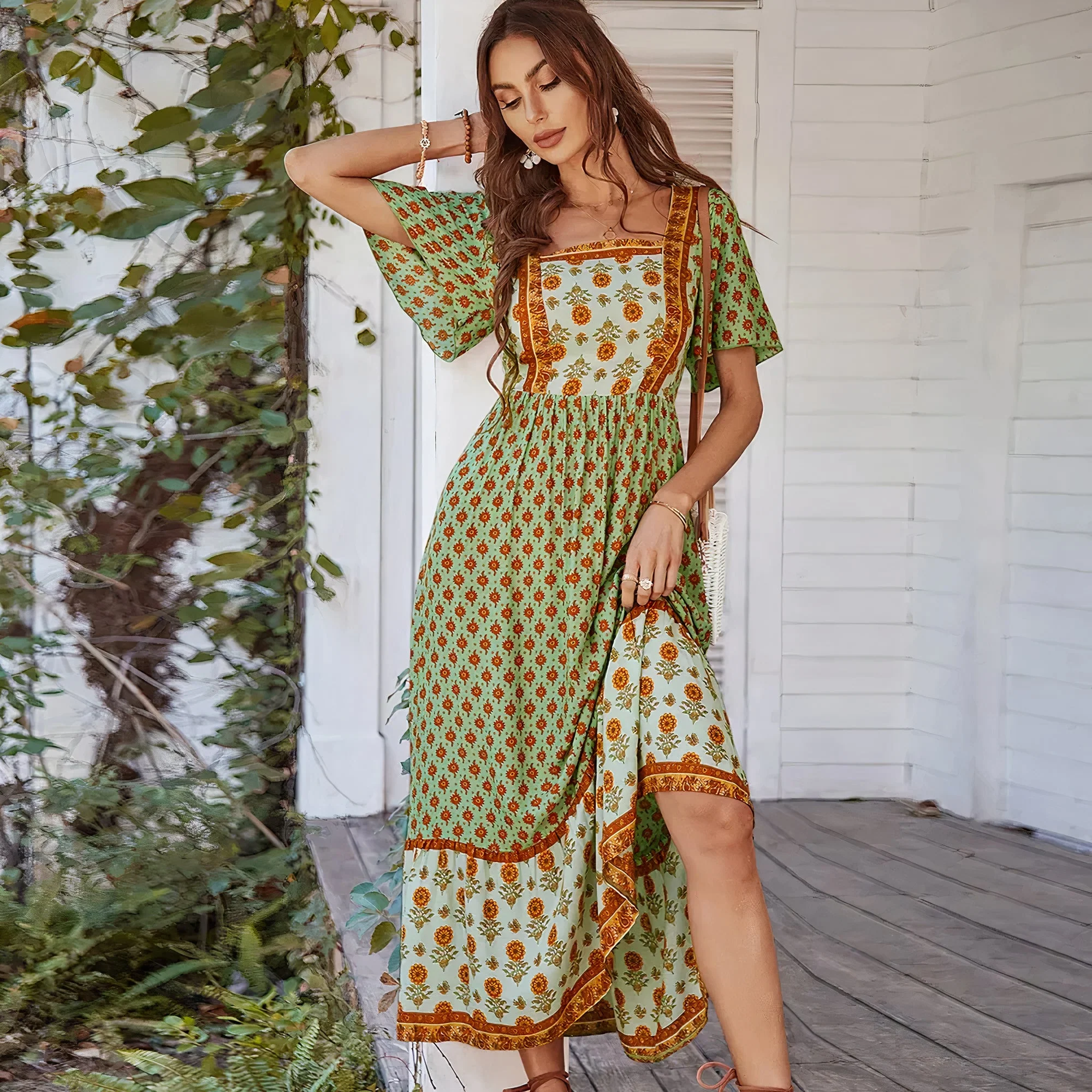 Angelines® | Elegant Vintage Floral Dress - Image 2