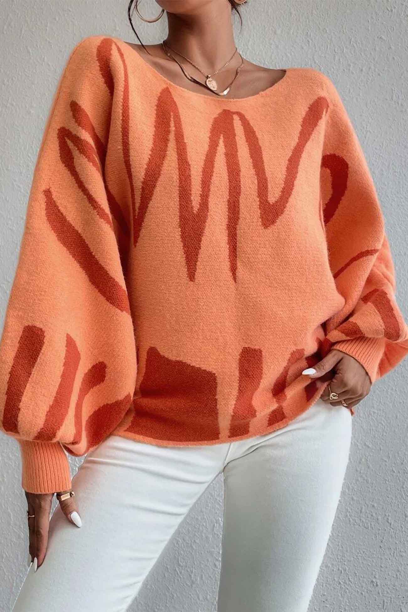 Anika | Knitted sweater with geometric lantern sleeves - Image 10