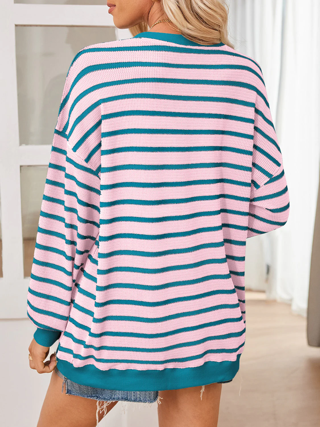 Anita | Lovelet striped contrast long sleeve sweatshirt - Image 2