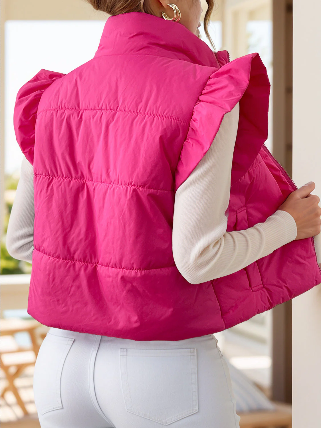 Anita | Zip-up jacket with cap sleeves and pockets - Image 4