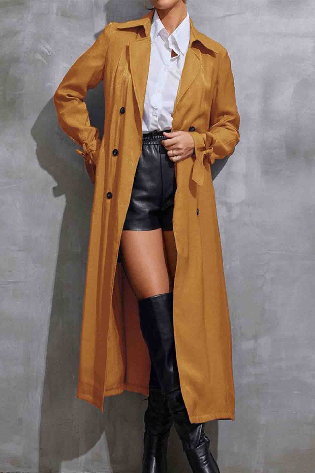 Anja | Double-breasted trench coat with lapels and strappy pattern - Image 4