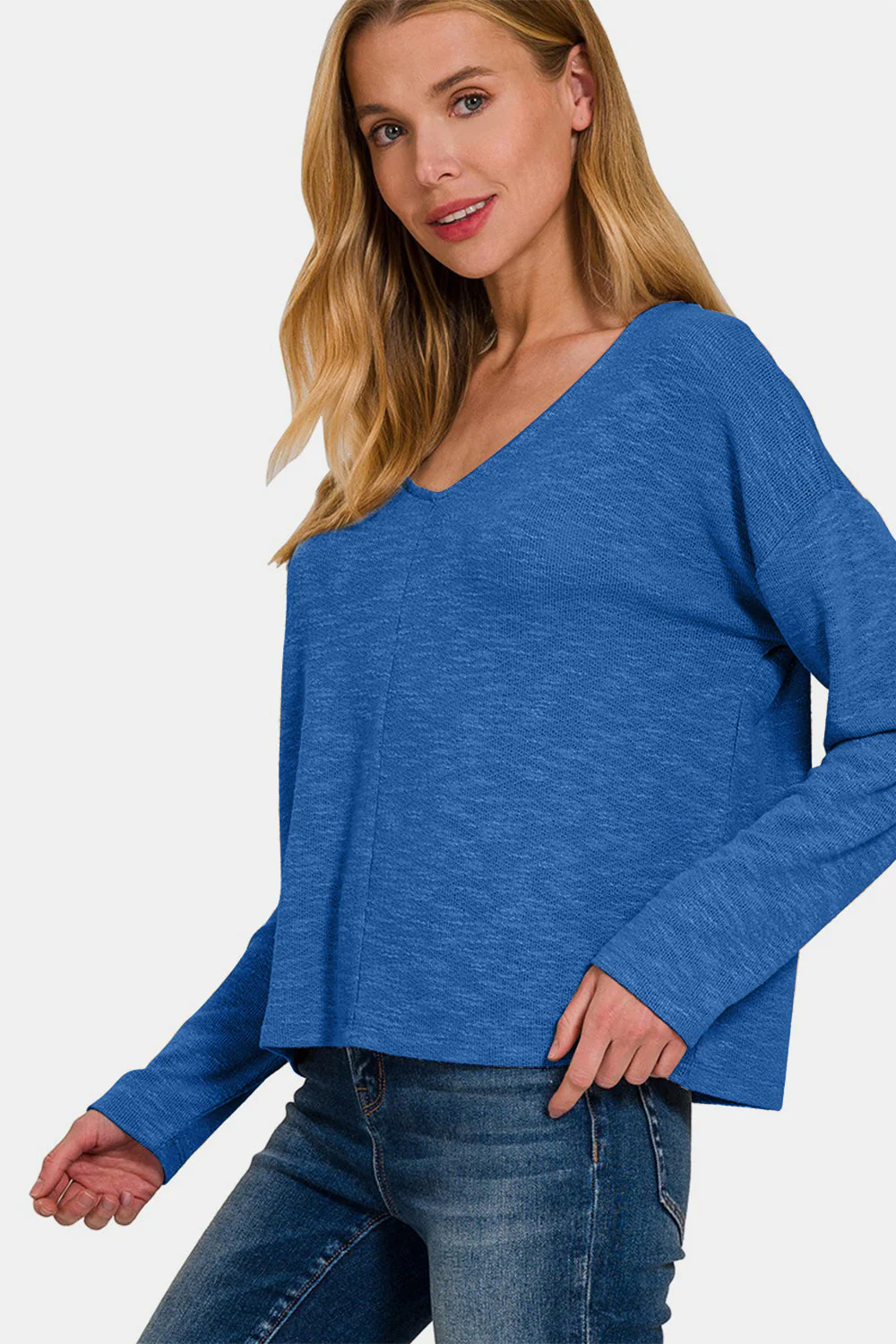 Anja | Long-sleeved T-shirt with low shoulders - Image 3