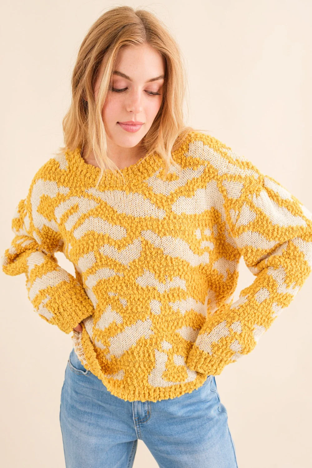 Anke | And the Why textured contrast sweater in full size