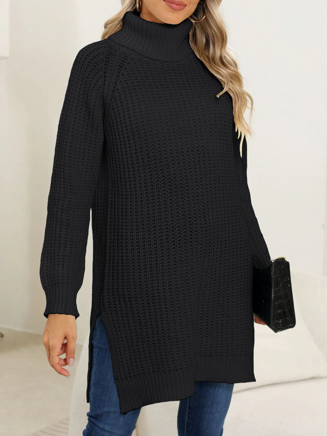 Anke | Turtleneck sweater with slit and long sleeves - Image 12