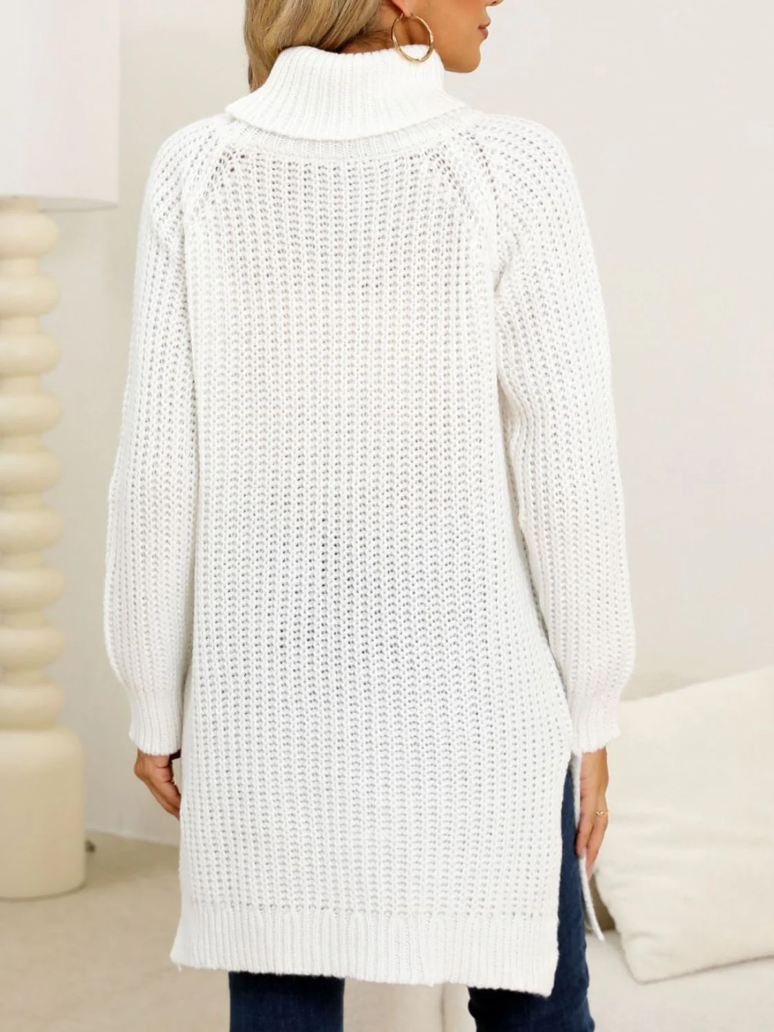 Anke | Turtleneck sweater with slit and long sleeves - Image 2