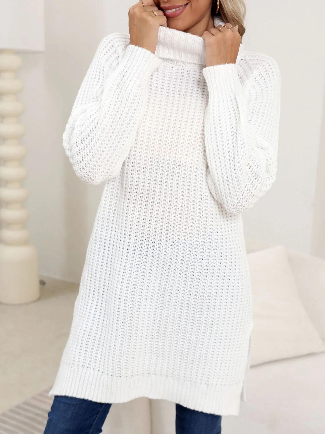 Anke | Turtleneck sweater with slit and long sleeves - Image 3