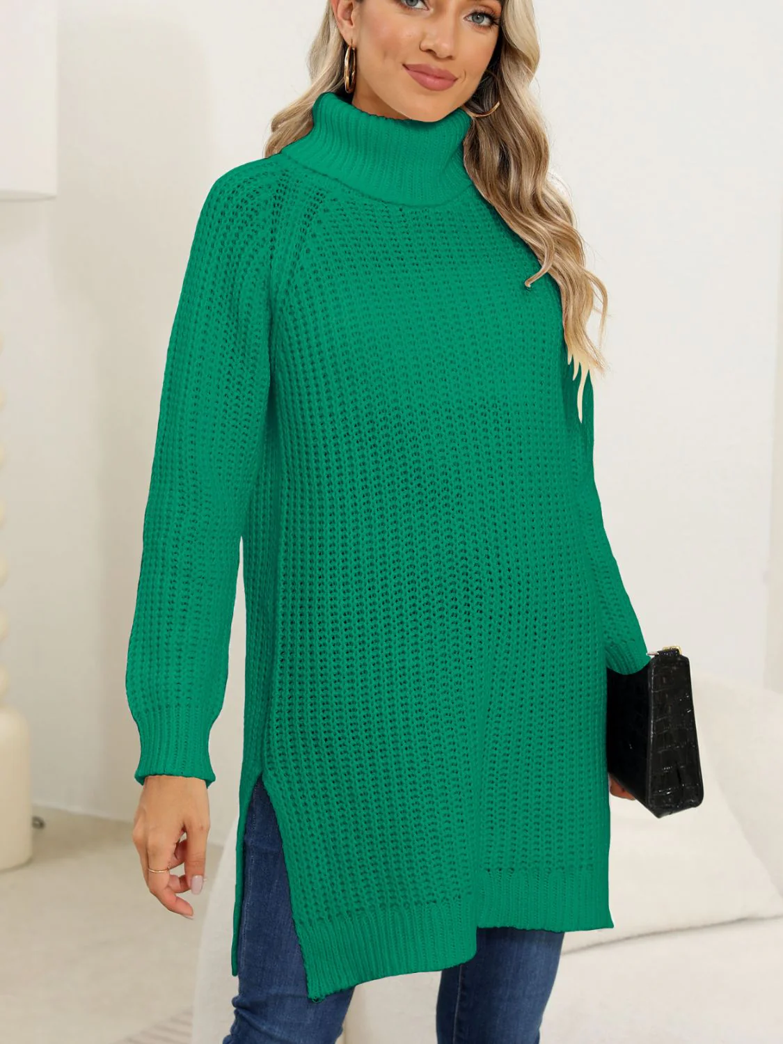 Anke | Turtleneck sweater with slit and long sleeves - Image 7