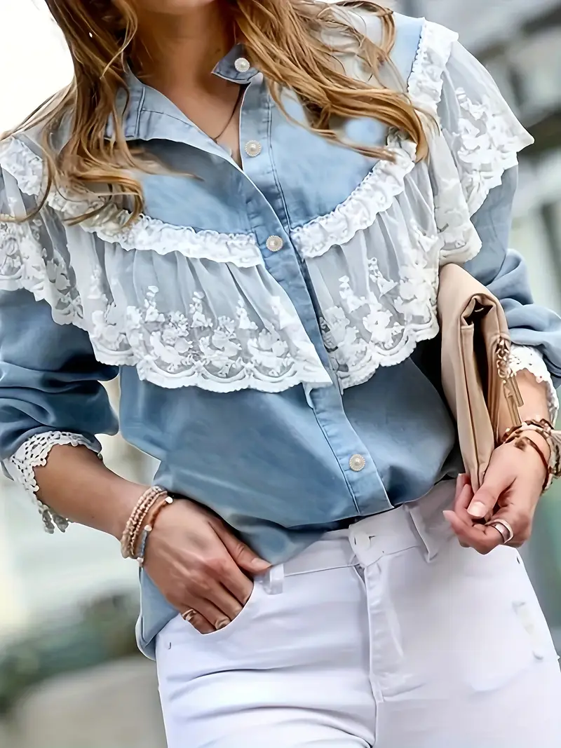 Anna® | Chic Cotton Denim Blouse - Image 3