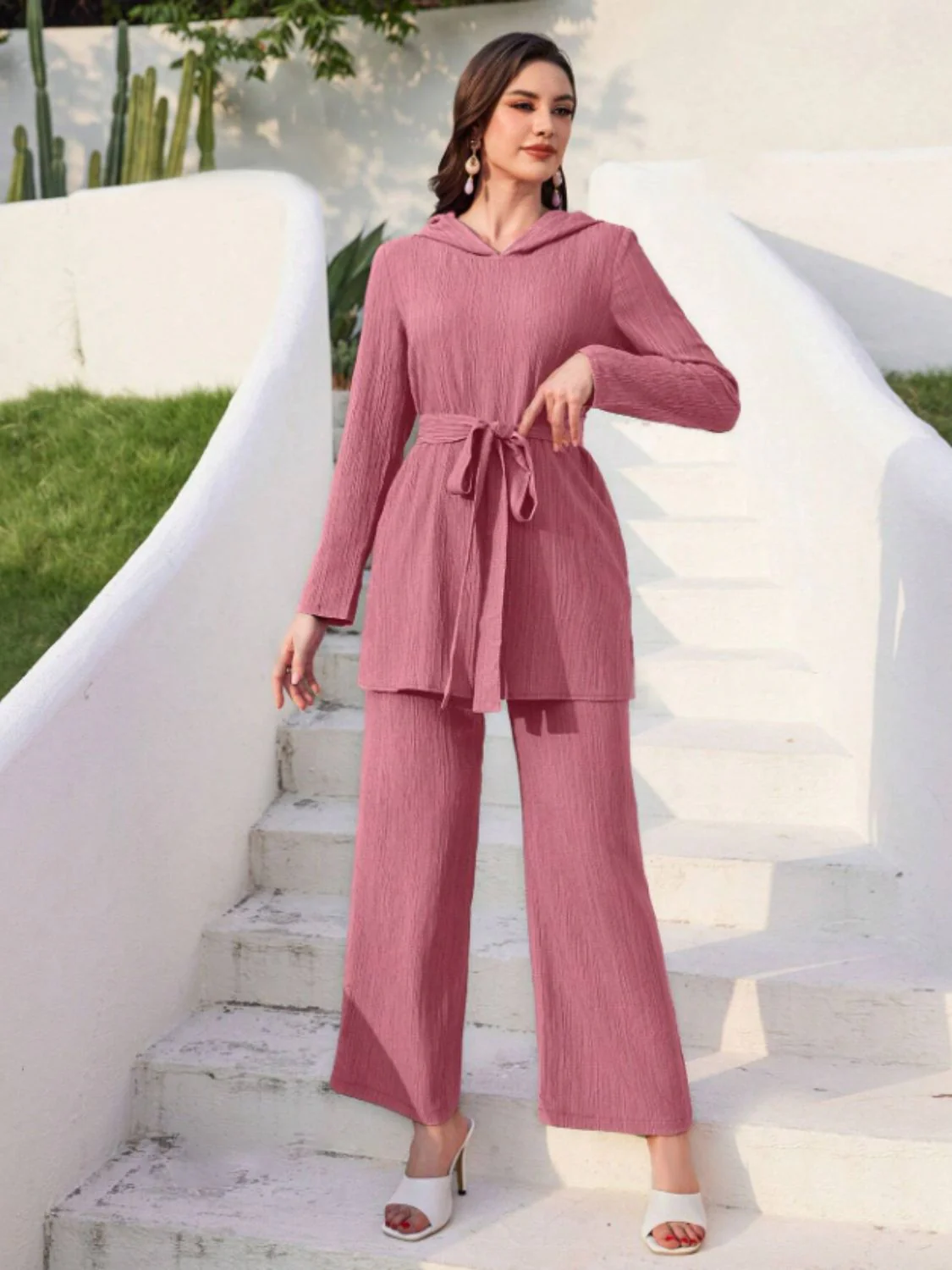 Annelie | Set consisting of a long-sleeved hooded top and tie-dye trousers - Image 11