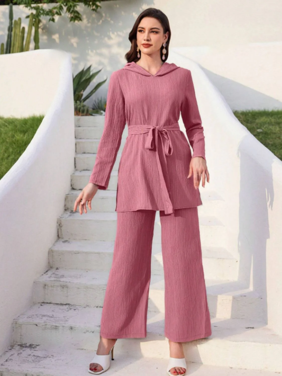 Annelie | Set consisting of a long-sleeved hooded top and tie-dye trousers - Image 12